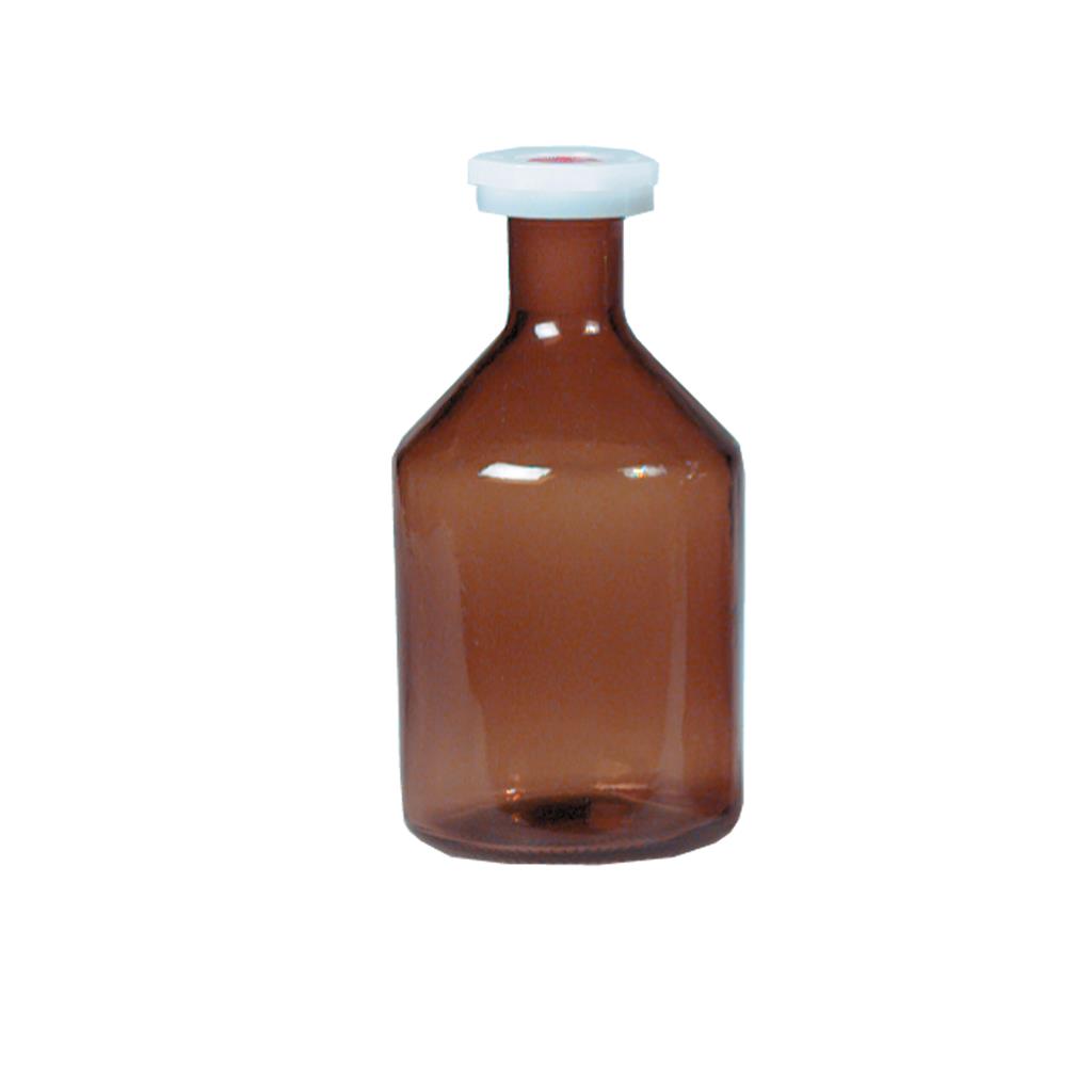 Enghalsflasche 250 ml, Braunglas NS-Polystopfen