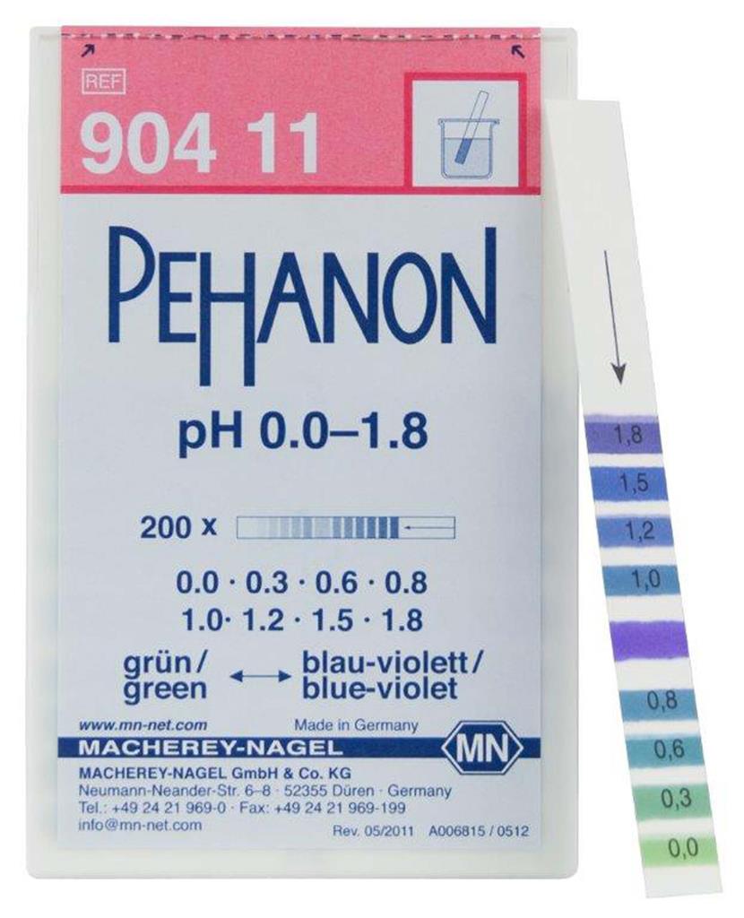 Pehanon-Indikatorpapier, 0,0-1,8 Dose mit 200 Streifen  11x100 mm