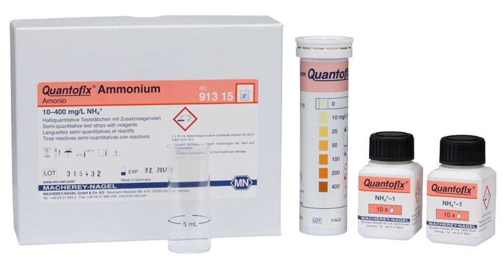 Quantofix-Ammonium 0-400 mg/l Dose mit 100 Stäbchen 6x95 mm und Reagenzien