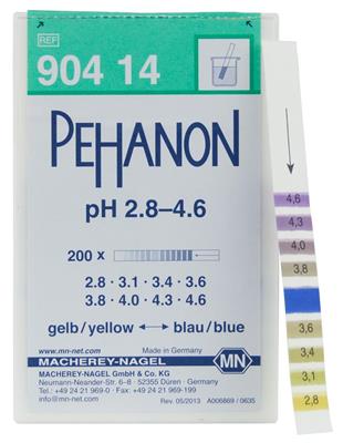Pehanon-Indikatorpapier, 2,8-4,6 Dose mit 200 Streifen  11x100 mm