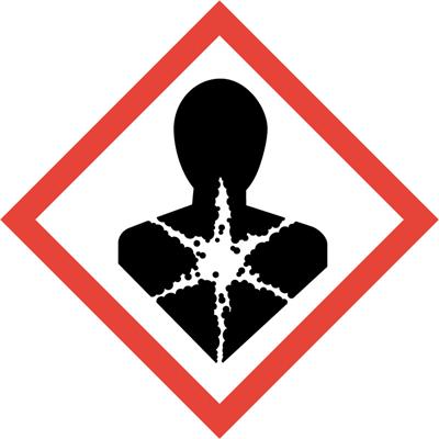 Gefahrstoff-Piktogramm 13 x 13 mm Silhouette, Streifen mit 10 Stück