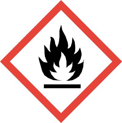 Gefahrstoff-Piktogramm 17 x 17 mm Flamme, Streifen mit 10 Stück